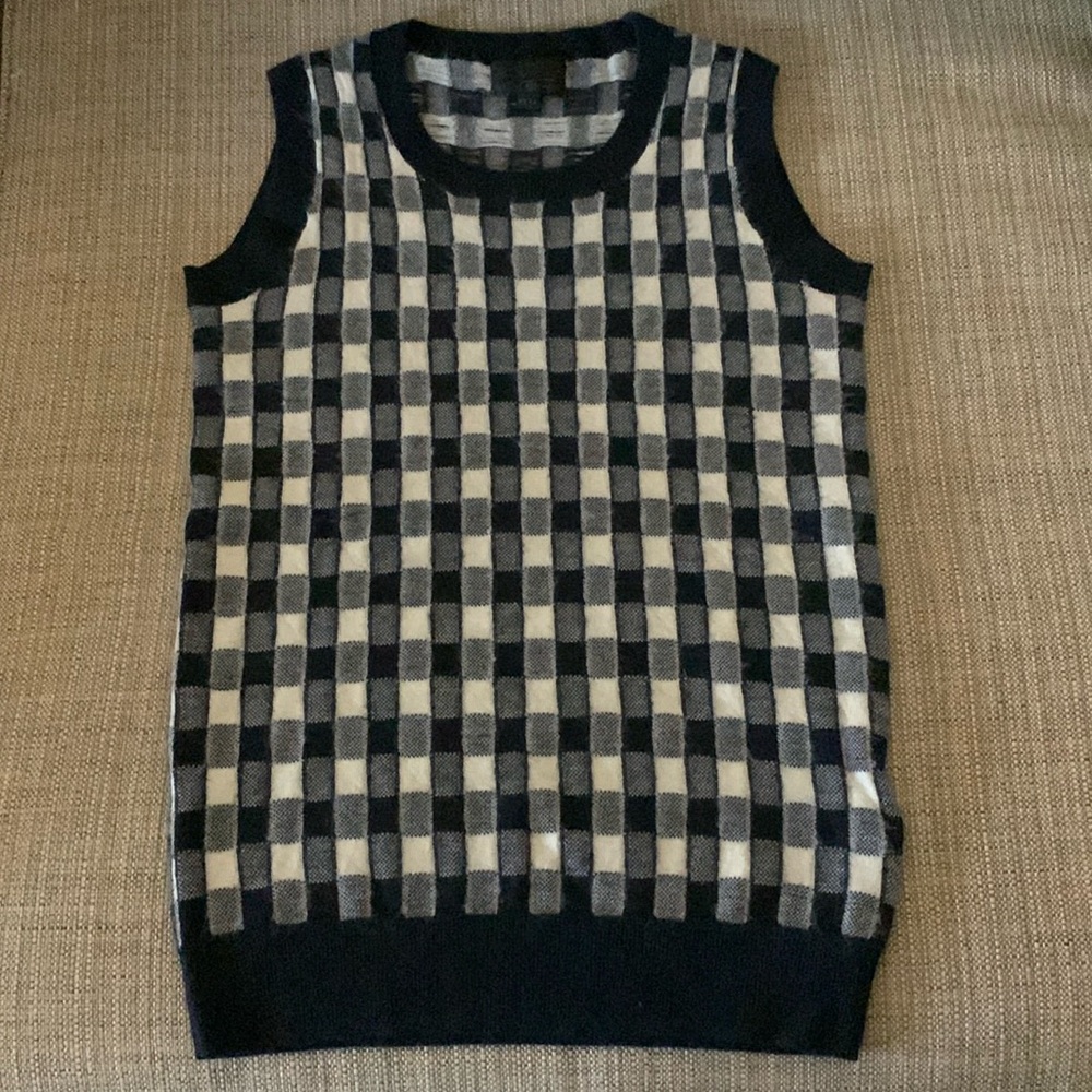 NWOT J.Crew Italian Cashmere Sweater Vest Navy/Cream size XXXS